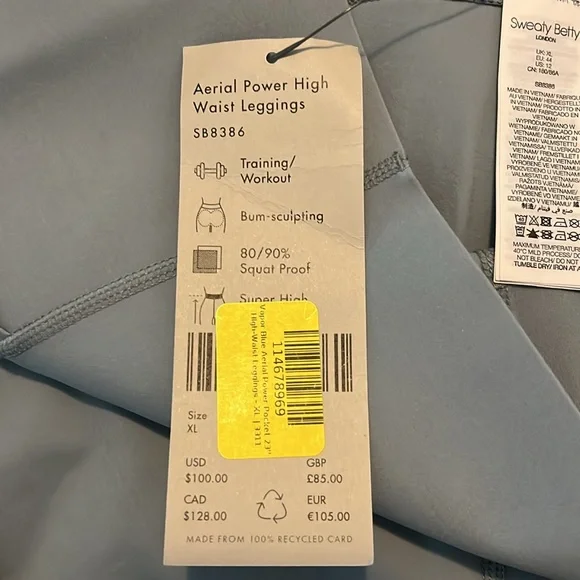 NWT Sweaty Betty gray Power leggings high rise size extra large - Picture 5 of 8